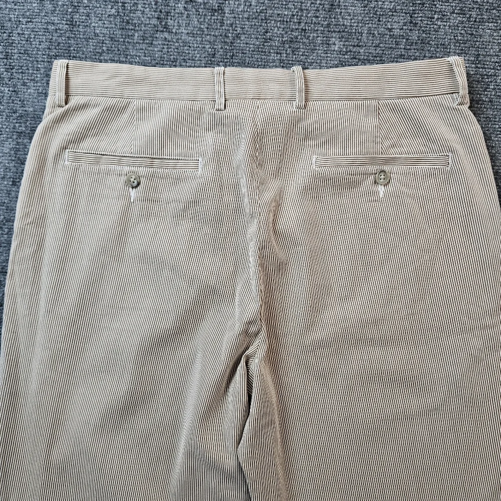 J.Crew Men's Pinstripe Chino Pants 34x32 Khaki Tan Brown Slim Fit Cotton Prep